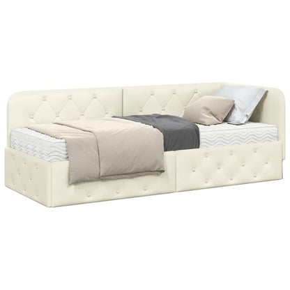 Cornice del letto ad angolo Crema 80 x 200 cm Velluto