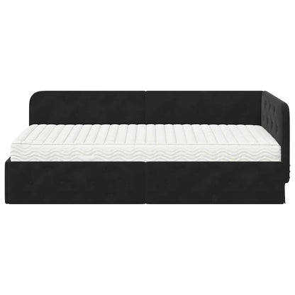 Cornice del letto ad angolo Nero 90 x 190 cm Velluto