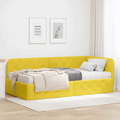 Cornice del letto ad angolo Giallo 90 x 190 cm Velluto