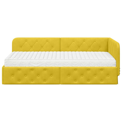 Cornice del letto ad angolo Giallo 90 x 190 cm Velluto