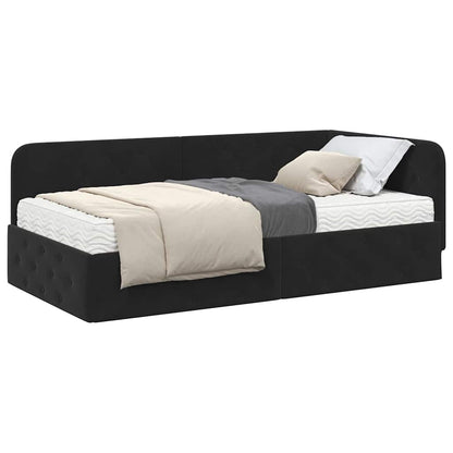 Cornice del letto ad angolo Nero 90 x 200 cm Velluto