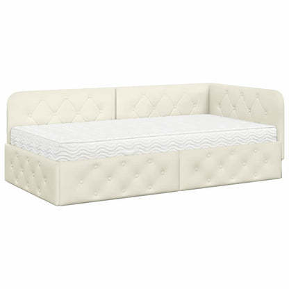 Cornice del letto ad angolo Crema 90 x 200 cm Velluto