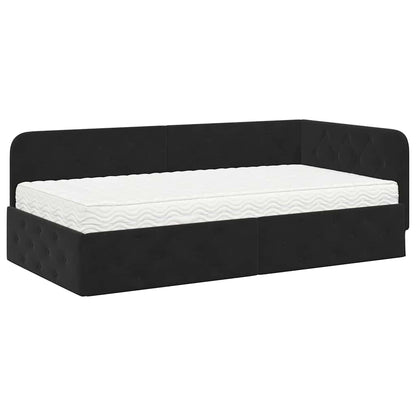 Cornice del letto ad angolo Nero 100 x 200 cm Velluto