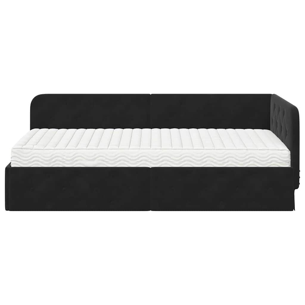 Cornice del letto ad angolo Nero 100 x 200 cm Velluto