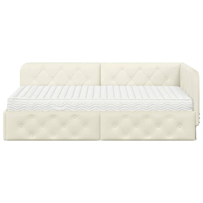 Cornice del letto ad angolo Crema 100 x 200 cm Velluto