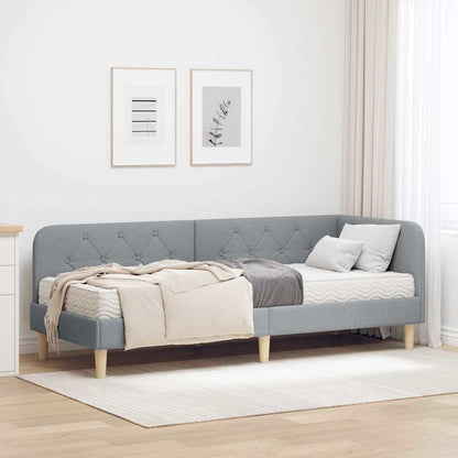 Cornice del letto ad angolo Grigio chiaro 80 x 200 cm Tessuto