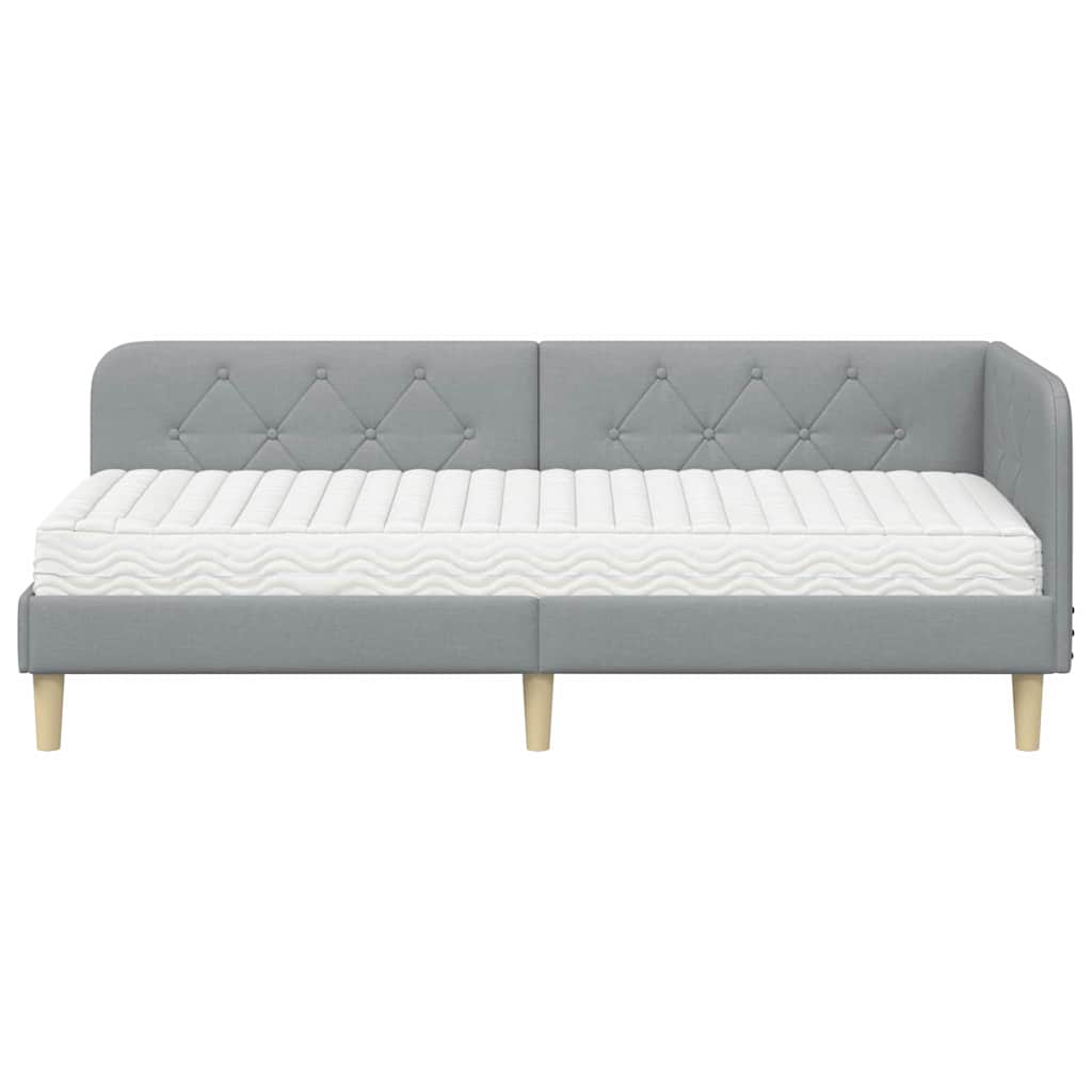 Cornice del letto ad angolo Grigio chiaro 80 x 200 cm Tessuto