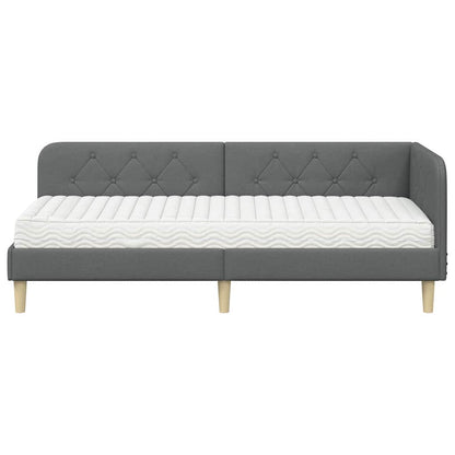 Cornice del letto ad angolo Grigio scuro 80 x 200 cm Tessuto