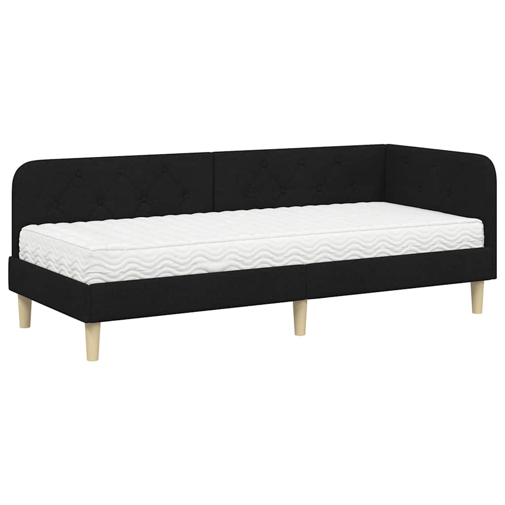 Cornice del letto ad angolo Nero 80 x 200 cm Tessuto