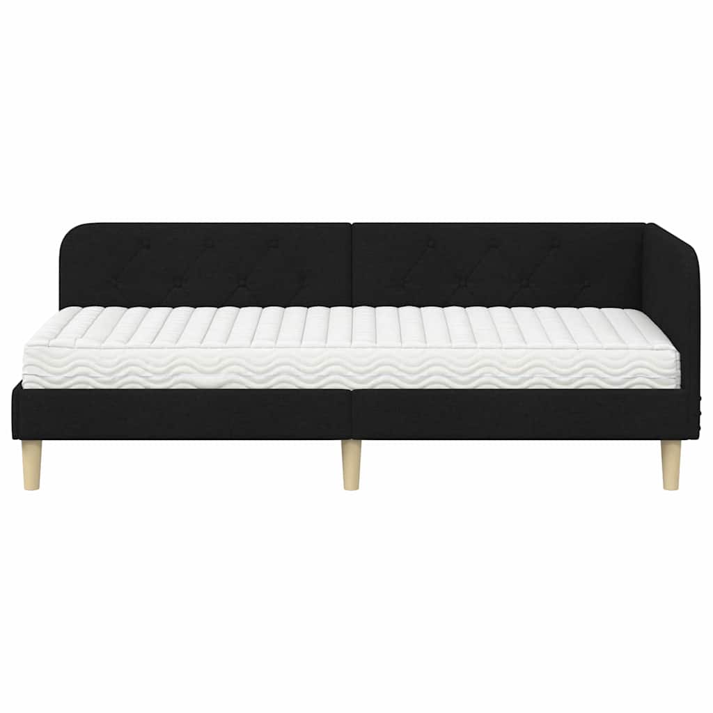 Cornice del letto ad angolo Nero 80 x 200 cm Tessuto