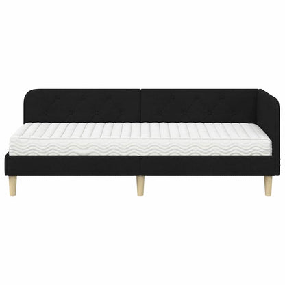 Cornice del letto ad angolo Nero 80 x 200 cm Tessuto