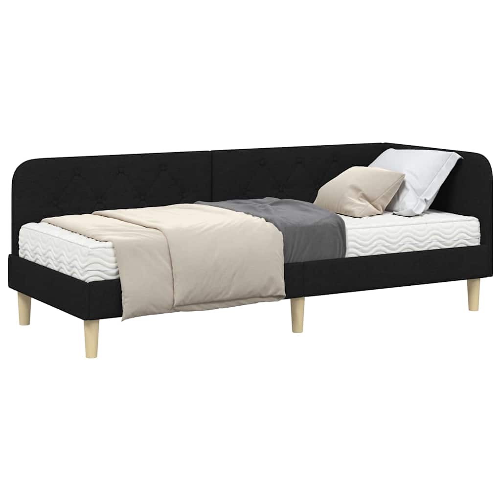 Cornice del letto ad angolo Nero 80 x 200 cm Tessuto