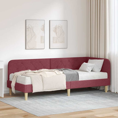 Cornice del letto ad angolo Rosso Vino 80 x 200 cm Tessuto