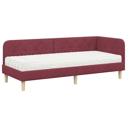 Cornice del letto ad angolo Rosso Vino 80 x 200 cm Tessuto