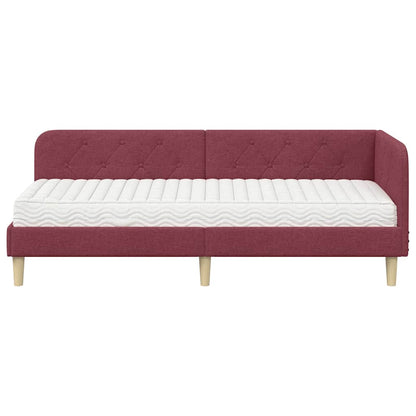 Cornice del letto ad angolo Rosso Vino 80 x 200 cm Tessuto
