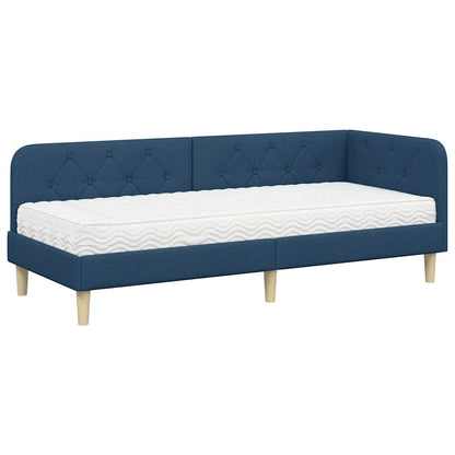 Cornice del letto ad angolo Blu 80 x 200 cm Tessuto