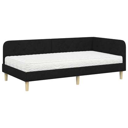 Cornice del letto ad angolo Nero 90 x 190 cm Tessuto