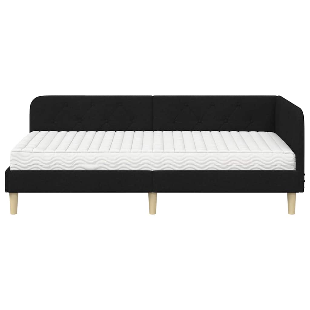 Cornice del letto ad angolo Nero 90 x 190 cm Tessuto