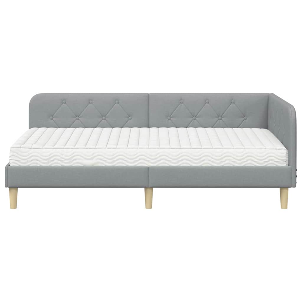 Cornice del letto ad angolo Grigio chiaro 100 x 200 cm Tessuto