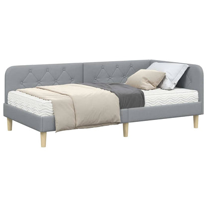 Cornice del letto ad angolo Grigio chiaro 100 x 200 cm Tessuto