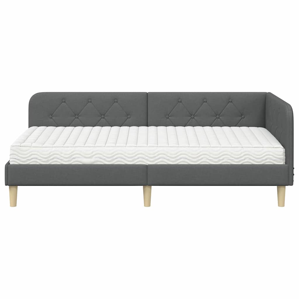 Cornice del letto ad angolo Grigio scuro 100 x 200 cm Tessuto