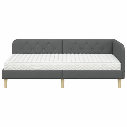 Cornice del letto ad angolo Grigio scuro 100 x 200 cm Tessuto