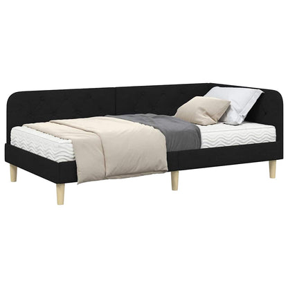 Cornice del letto ad angolo Nero 100 x 200 cm Tessuto
