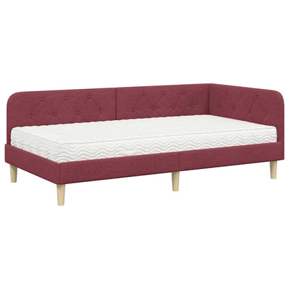 Cornice del letto ad angolo Rosso Vino 100 x 200 cm Tessuto