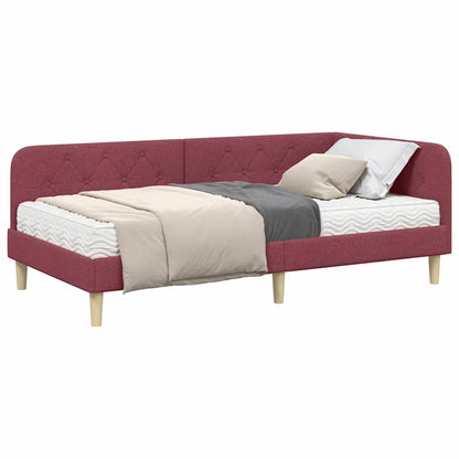 Cornice del letto ad angolo Rosso Vino 100 x 200 cm Tessuto
