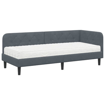 Cornice del letto ad angolo Grigio scuro 80 x 200 cm Velluto