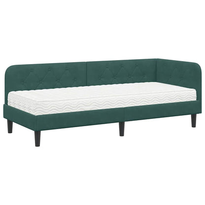 Cornice del letto ad angolo Verde Scuro 80 x 200 cm Velluto