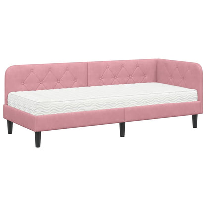 Cornice del letto ad angolo Rosa 80 x 200 cm Velluto