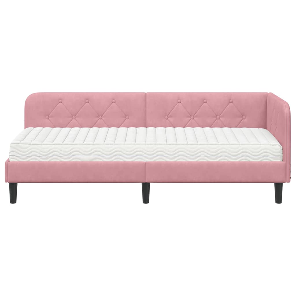 Cornice del letto ad angolo Rosa 80 x 200 cm Velluto