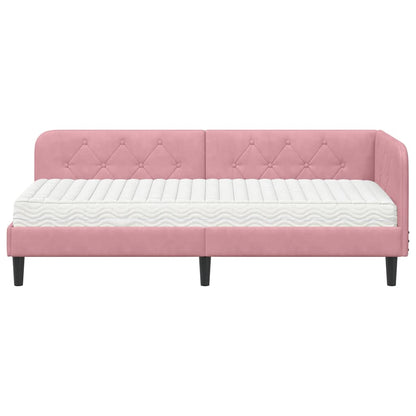 Cornice del letto ad angolo Rosa 80 x 200 cm Velluto