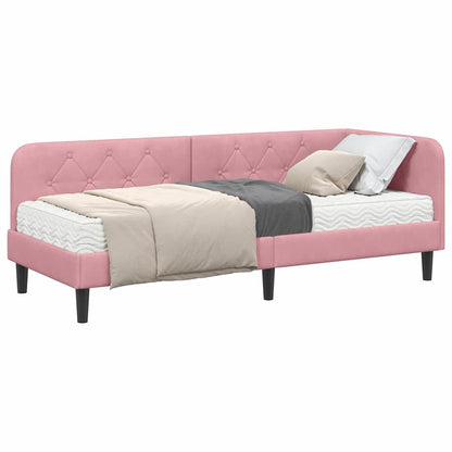 Cornice del letto ad angolo Rosa 80 x 200 cm Velluto