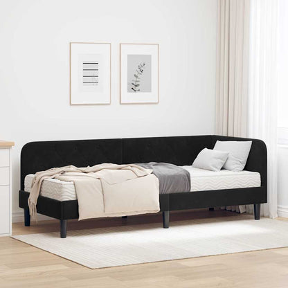 Cornice del letto ad angolo Nero 80 x 200 cm Velluto