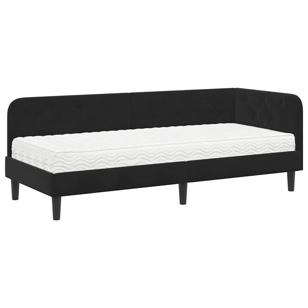 Cornice del letto ad angolo Nero 80 x 200 cm Velluto