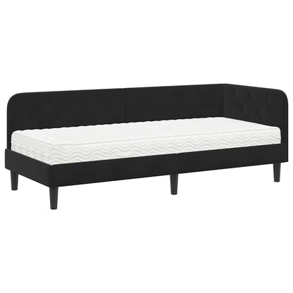 Cornice del letto ad angolo Nero 80 x 200 cm Velluto
