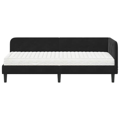 Cornice del letto ad angolo Nero 80 x 200 cm Velluto