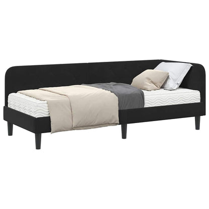 Cornice del letto ad angolo Nero 80 x 200 cm Velluto