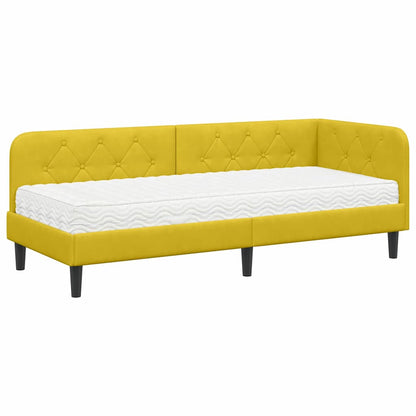 Cornice del letto ad angolo Giallo 80 x 200 cm Velluto