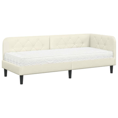 Cornice del letto ad angolo Crema 80 x 200 cm Velluto