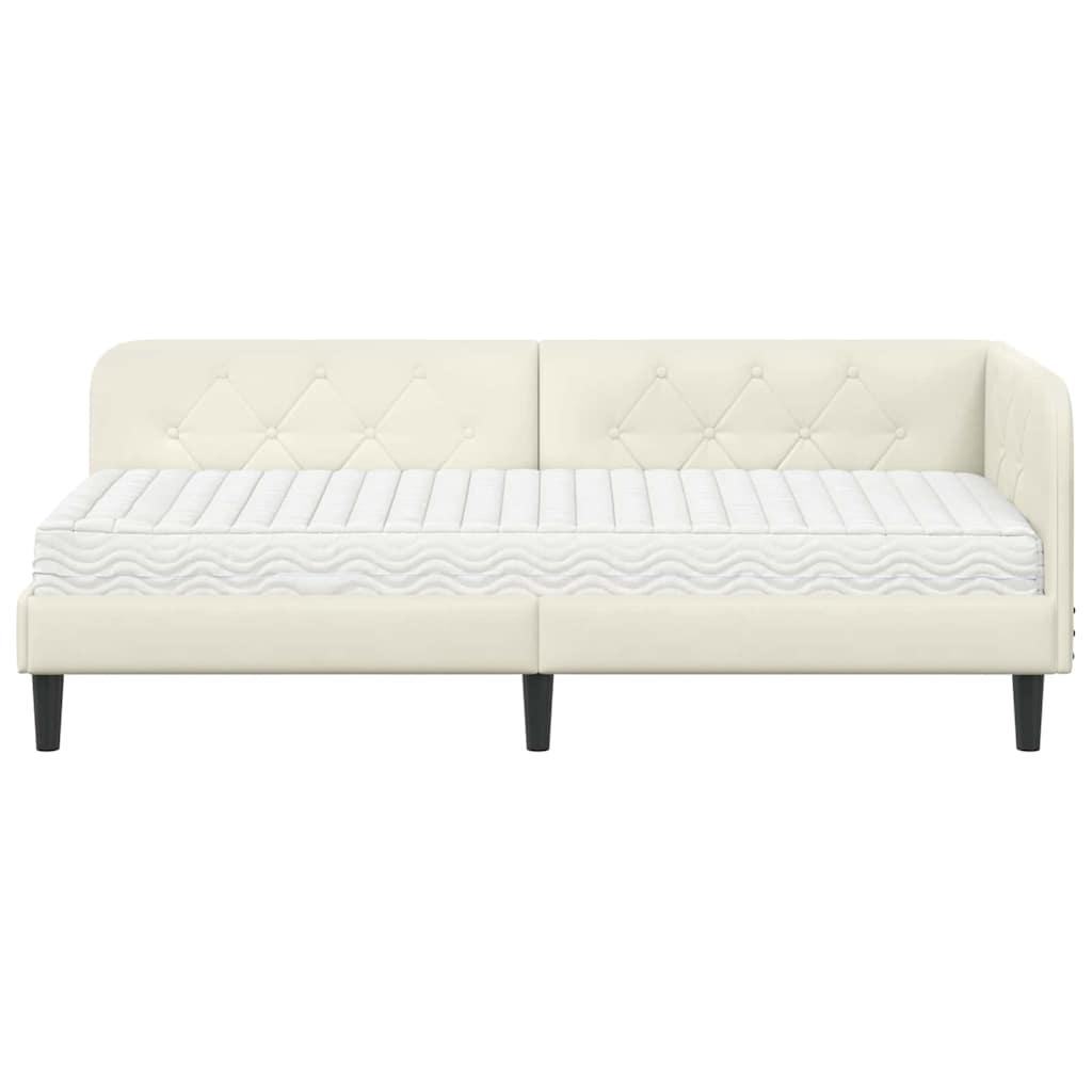 Cornice del letto ad angolo Crema 80 x 200 cm Velluto