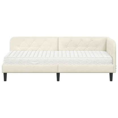 Cornice del letto ad angolo Crema 80 x 200 cm Velluto