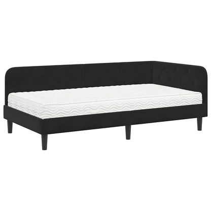 Cornice del letto ad angolo Nero 90 x 190 cm Velluto