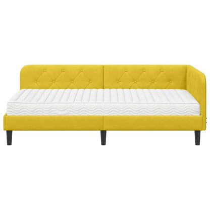 Cornice del letto ad angolo Giallo 90 x 190 cm Velluto