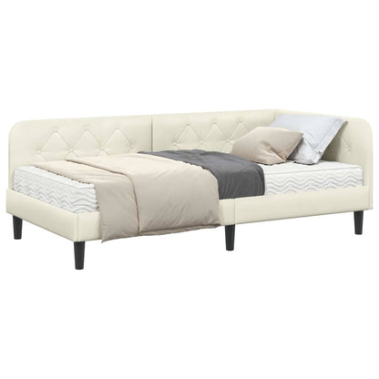 Cornice del letto ad angolo Crema 90 x 190 cm Velluto