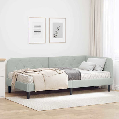 Cornice del letto ad angolo Grigio chiaro 90 x 200 cm Velluto