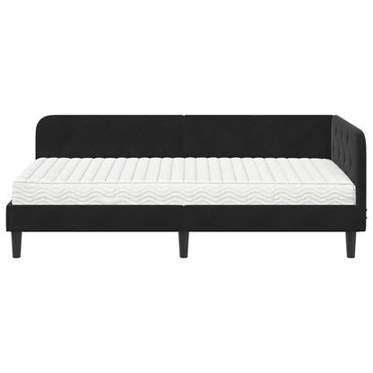 Cornice del letto ad angolo Nero 90 x 200 cm Velluto