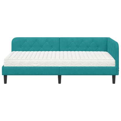 Cornice del letto ad angolo Turchese 90 x 200 cm Velluto